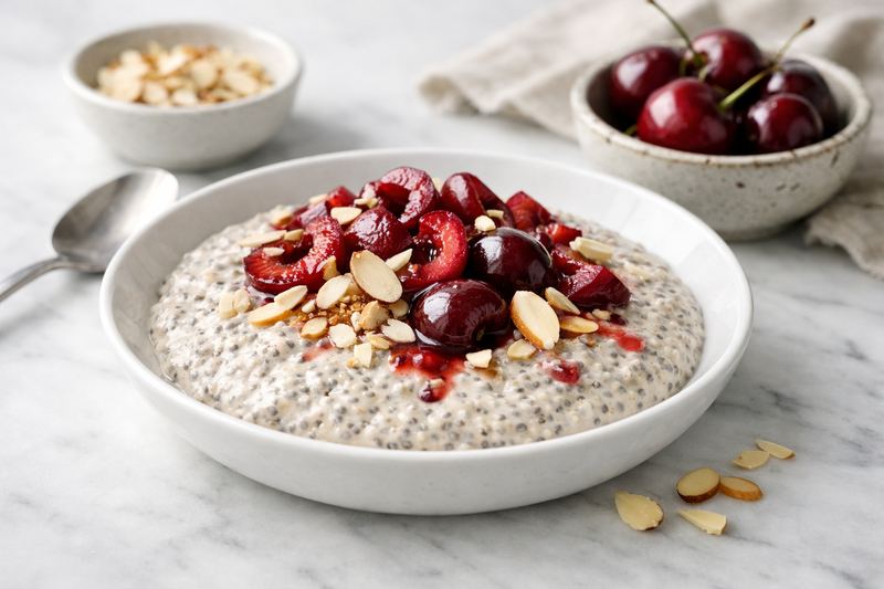 Cherry Almond Protein Chia Pudding