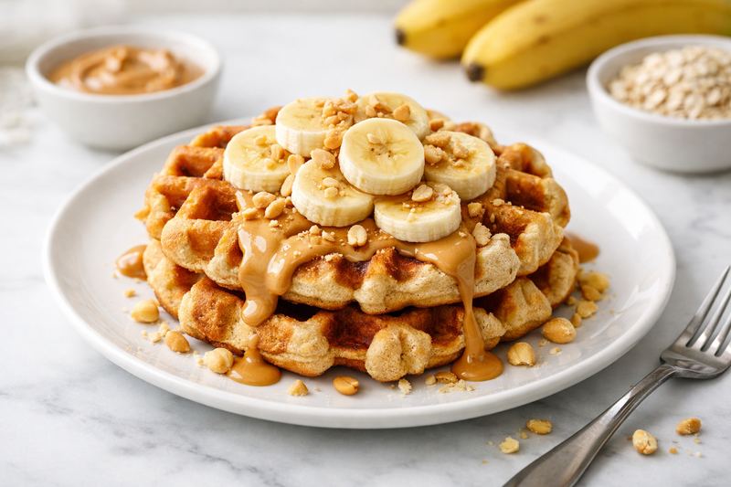 Peanut Butter Banana Protein Waffles