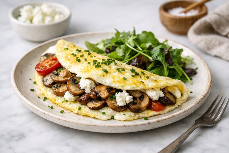 Mushroom & Goat Cheese Omelette