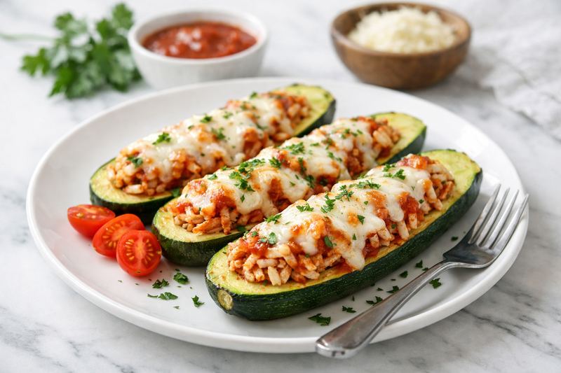 Chicken & Rice Stuffed Zucchini