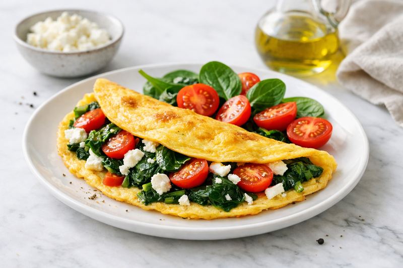 Mediterranean Feta & Spinach Omelette