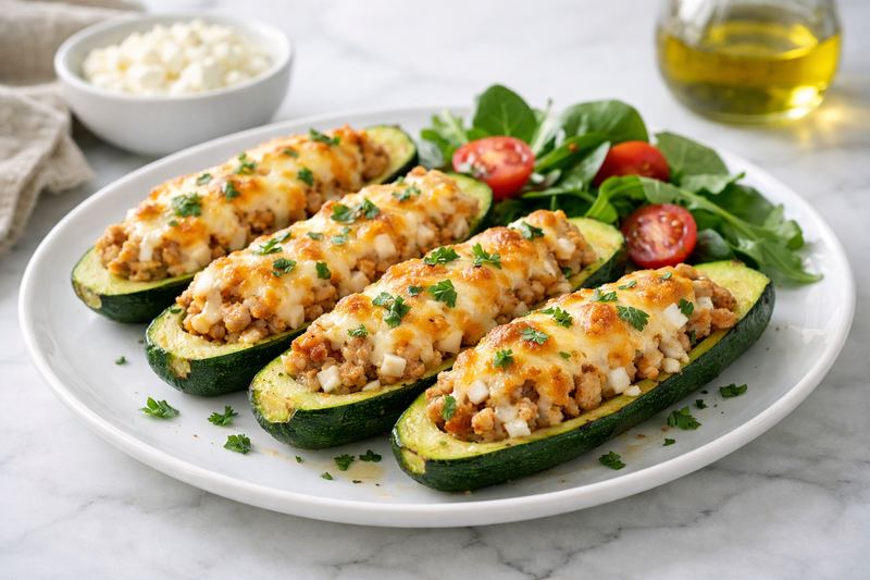 High-Protein Turkey-Stuffed Zucchini