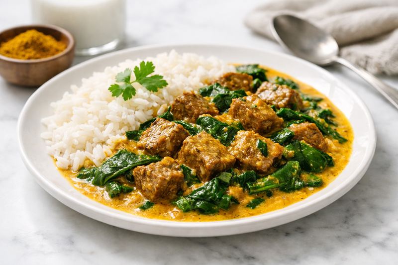 Coconut Beef & Spinach Curry